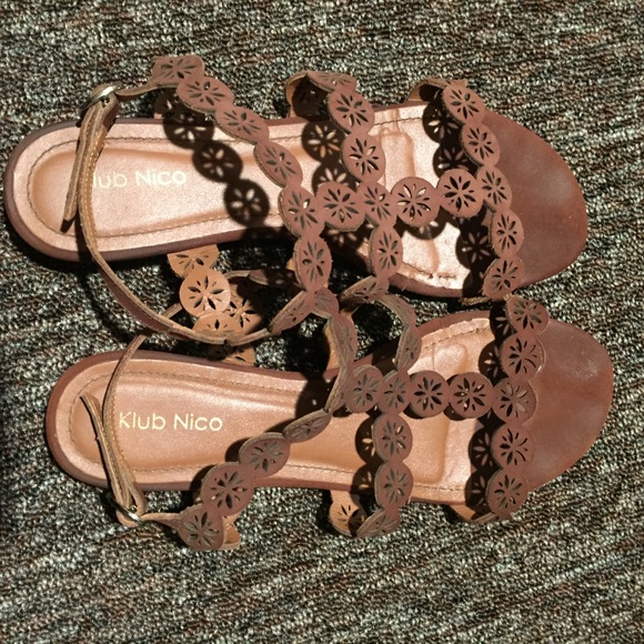 Brown Cutout Lace Up Sandals - Picture 1 of 5